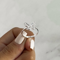 anillo regulable centro mariposa con cubics (cod an556) en internet