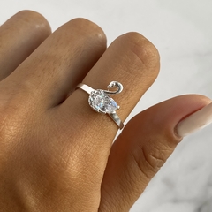 anillo centro cisne con cubics blancos (cod an552)