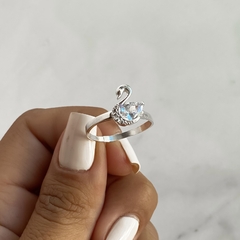 anillo centro cisne con cubics blancos (cod an552) - comprar online