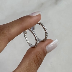 Argollas diseño con cúbics diam 2 cm (cod an846) - ANDREOLI JOYERIA 