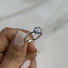 anillo con cubics blancos y azules (cod An763) - ANDREOLI JOYERIA 