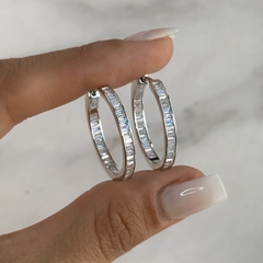 argollas cubics baguette diam 2.5 cm (Cod Ar843)