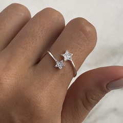 anillo regulable doble estrella con cubics (cod an687)