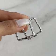 argollas diseño cuadradas con cubics (Cod ar842) - comprar online