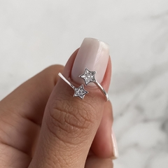 anillo regulable doble estrella con cubics (cod an687) - comprar online