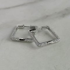 argollas diseño cuadradas con cubics (Cod ar842) - ANDREOLI JOYERIA 