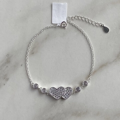 pulsera centro corazones con cubics (Cod p196) - comprar online