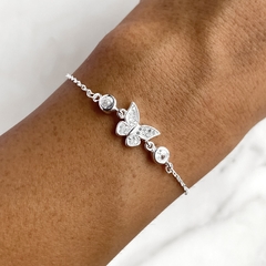 pulsera con centro mariposa y cubics (cod p198)