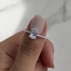 anillo medio sin fin centro cubic oval (cod an679) - ANDREOLI JOYERIA 