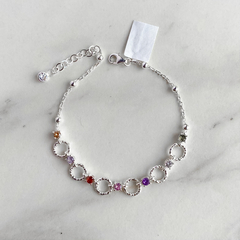 pulsera con eslabones circulos facetados y cubics multicolor (cod p199) - comprar online