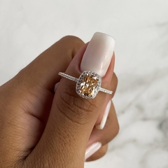 anillo medio sin fin con centro cubic ambar (cod an562) - comprar online