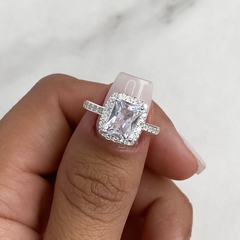anillo medio sin fin centro cubic rectangular (Cod an685) - comprar online