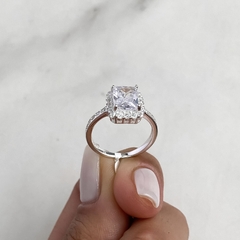 anillo medio sin fin centro cubic rectangular (Cod an685) - ANDREOLI JOYERIA 