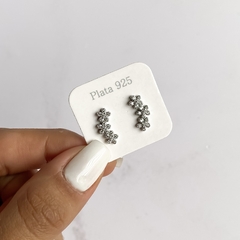 aros pasante con flores y cubics (cod ar677) - comprar online