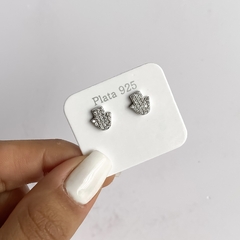 Aros manitos con cubics engarzados Plata 925 Rodinada (cod ar366)
