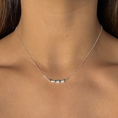 conjunto laurel con cubics blancos y verdes (cod c417)