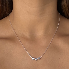 conjunto con corazones pasantes de acero blanco (cod c411)