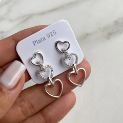aros corazon con colgantes corazon y cubic (Cod ar715) - comprar online