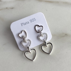 aros corazon con colgantes corazon y cubic (Cod ar715)