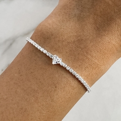 pulsera caravana con centro corazon (cod p242)