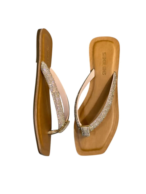 Chinelo feminino com detalhes brilhantes