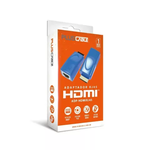 Adaptador HDMI/RJ45 ADP-HDMIRJ45BL PlusCable até 30 metros, Extensor HDMI por cabo de rede.