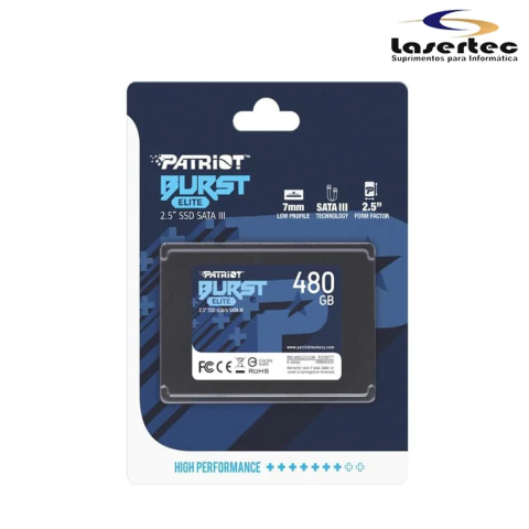 SSD Patriot Burst Elite 480GB SATA3 2,5 7MM Leitura 450MB/S Gravacao 320MB/S - PBE480GS25SSDR