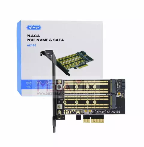 Placa PCIe para SSD M2 NVME e SSD SATA KP-AD136 - Knup