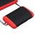 A imagem mostra uma cadeira gamer ergonômica moderna com um esquema de cores preto e vermelho. A cadeira possui apoios de braço ajustáveis, um encosto alto com material de malha respirável e está montada em uma base de estrela de cinco pontas com rodízios