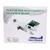 A imagem mostra uma placa de interface de rede (NIC) verde com uma única porta RJ45. Ela possui um suporte metálico prateado em uma extremidade, usado para montar a placa no gabinete de um computador. A placa de circuito apresenta vários componentes eletr