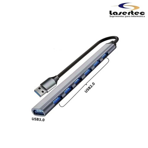 Hub USB- A Hub USB 3.0, extensor USB 7 em 1 de alumínio, divisor USB 3.0 de alta velocidade.