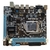 A imagem mostra uma placa-mãe de computador, que é uma placa de circuito impresso que serve como base para a comunicação entre todos os componentes de um sistema de computador. Inclui um soquete para CPU, slots para RAM, slots para placas de expansão e vá