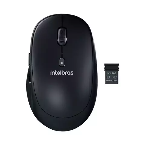 Mouse Sem Fio Intelbras MSI200, 2.4Hz, 6 Botões, Preto - 4290024