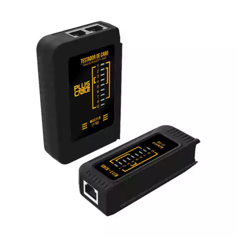 TESTADOR DE CABO DE REDE LT-100BK PLUSCABLE Alimentação Bateria 9V -Teste automático e inteligente liga automatico