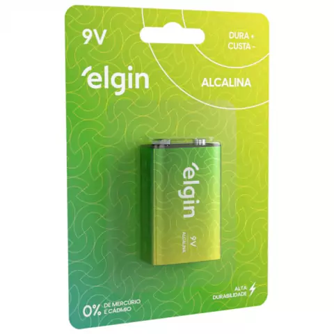 BATERIA ALCALINA ELGIN 9V BLISTER COM 1 PECA REF. 82158