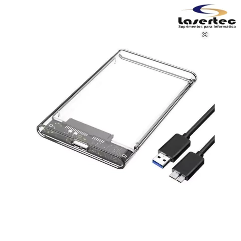 CASE SATA USB 3.0 2,5 TRANSPARENTE P/ hdd Ou SSD sata