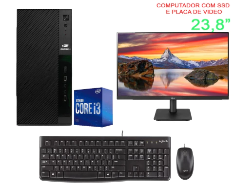 COMPUTADOR I3-10100F-10ª H510M- MEM - DDR4 8GB 2666 MHz - SSD 512GB - Monitor LG de 24" Mouse e Teclado Logitech