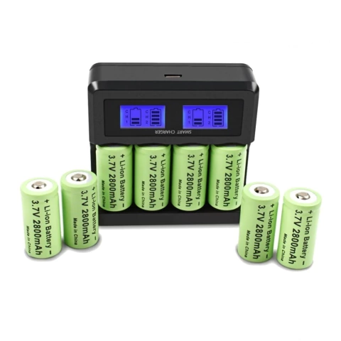 Carregador LCD Quadruplo USB Bateria 16340