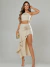 Conjunto Sarja Saia Fenda Babados Cropped Flor - Samara - CRIS GUIMARÃES