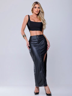 Saia Longa Couro Abertura Lateral - Polly - comprar online