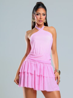 Vestido Curto Babado Tule Frente Única - Evane - comprar online
