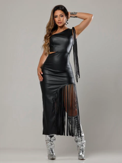 Vestido Couro Franjas Longo Maria - comprar online
