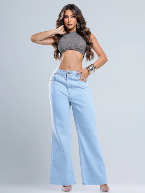 Calça Jeans Wide Leg Katarina na internet