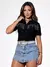 Camisa Tricoline Pedraria Franjas Strass - Juh