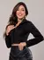 Camisa Cropped Tricoline Strass Ombreira - Paulina - comprar online