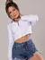 Camisa Cropped Tricoline Strass Ombreira - Paulina