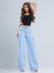 Calça Jeans Wide Leg Bolso Cargo Ludy na internet