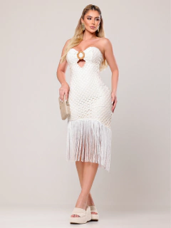 Vestido Sem Alça Com Franjas Na Diagonal - Monique - comprar online