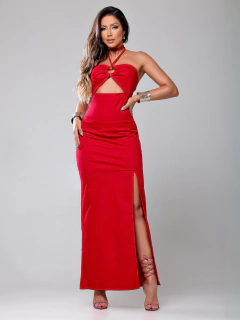 Vestido Longo Argola No Busto Fenda Lateral - Lisandra