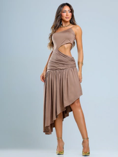 Vestido Midi Manga Única Diagonial - Iris - comprar online